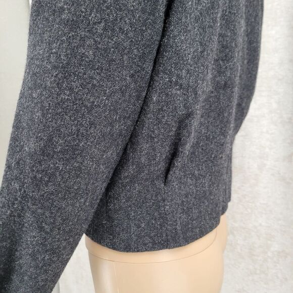 Vintage Wool Gray Double Breasted Blazer Cropped Boxy Fit - Picture 5 of 13